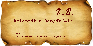 Koleszár Benjámin névjegykártya
