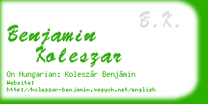 benjamin koleszar business card